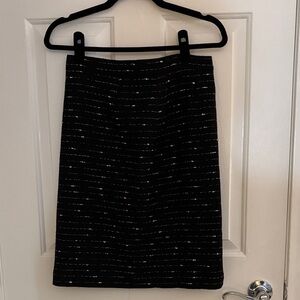 Mary Kay Black Tweed Pencil Skirt with white  Threading